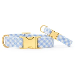 Sky Blue Gingham Spring Dog Collar (FINAL SALE)