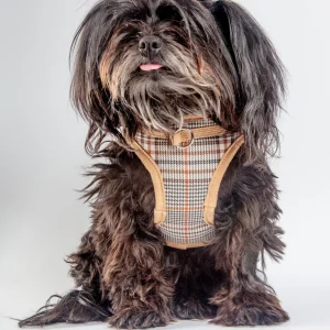 Tan Tartan Plaid Step-in Dog Harness