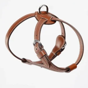 Nuvola Leather Dog Harness in Tobacco Brown (Made in Italy)