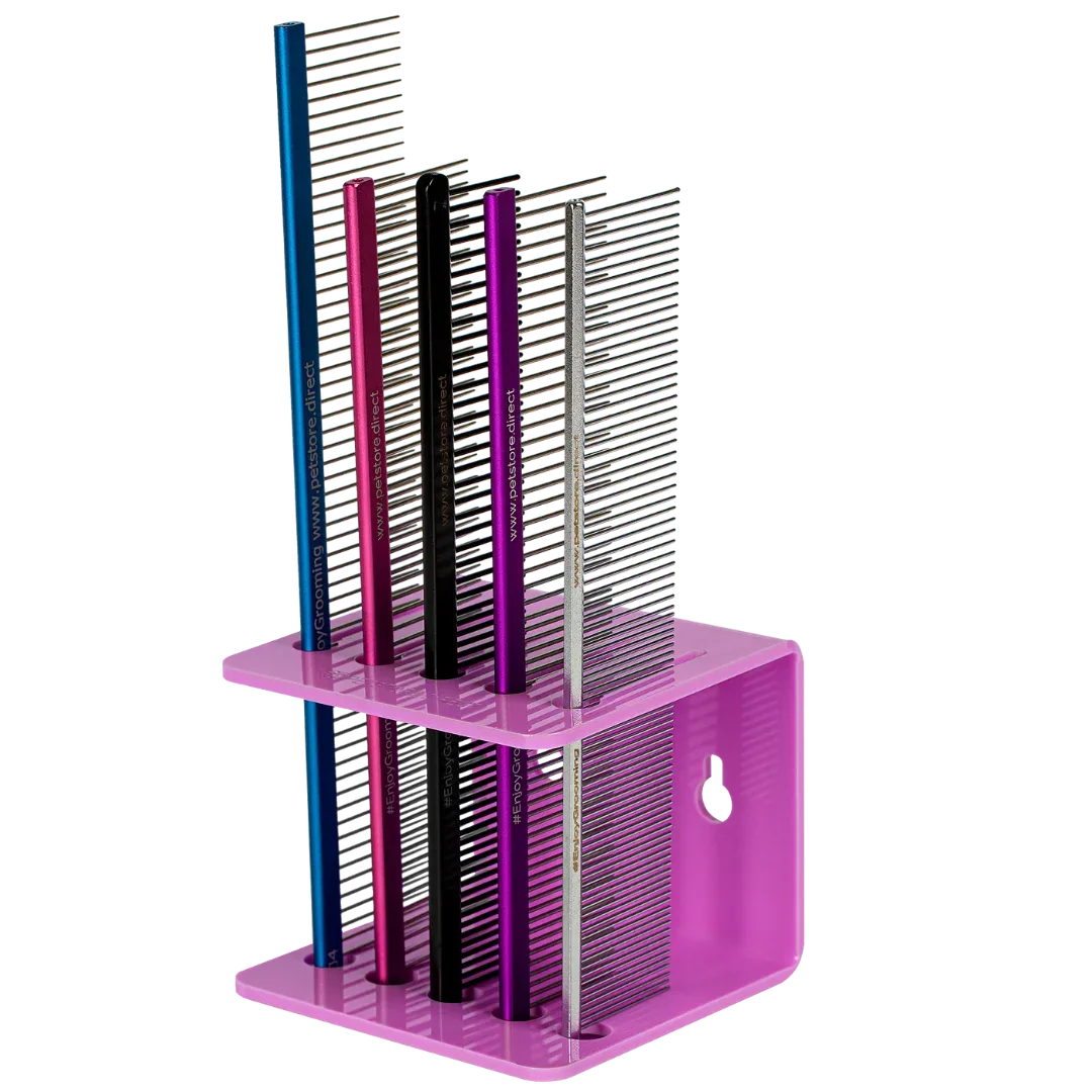 Acrylic 5 Comb Holder Tabletop and Wall Mount Hot Pink by PetStore.Direct - Image 2