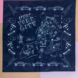 NYC Map Bandana in Navy (Made in the USA) <>