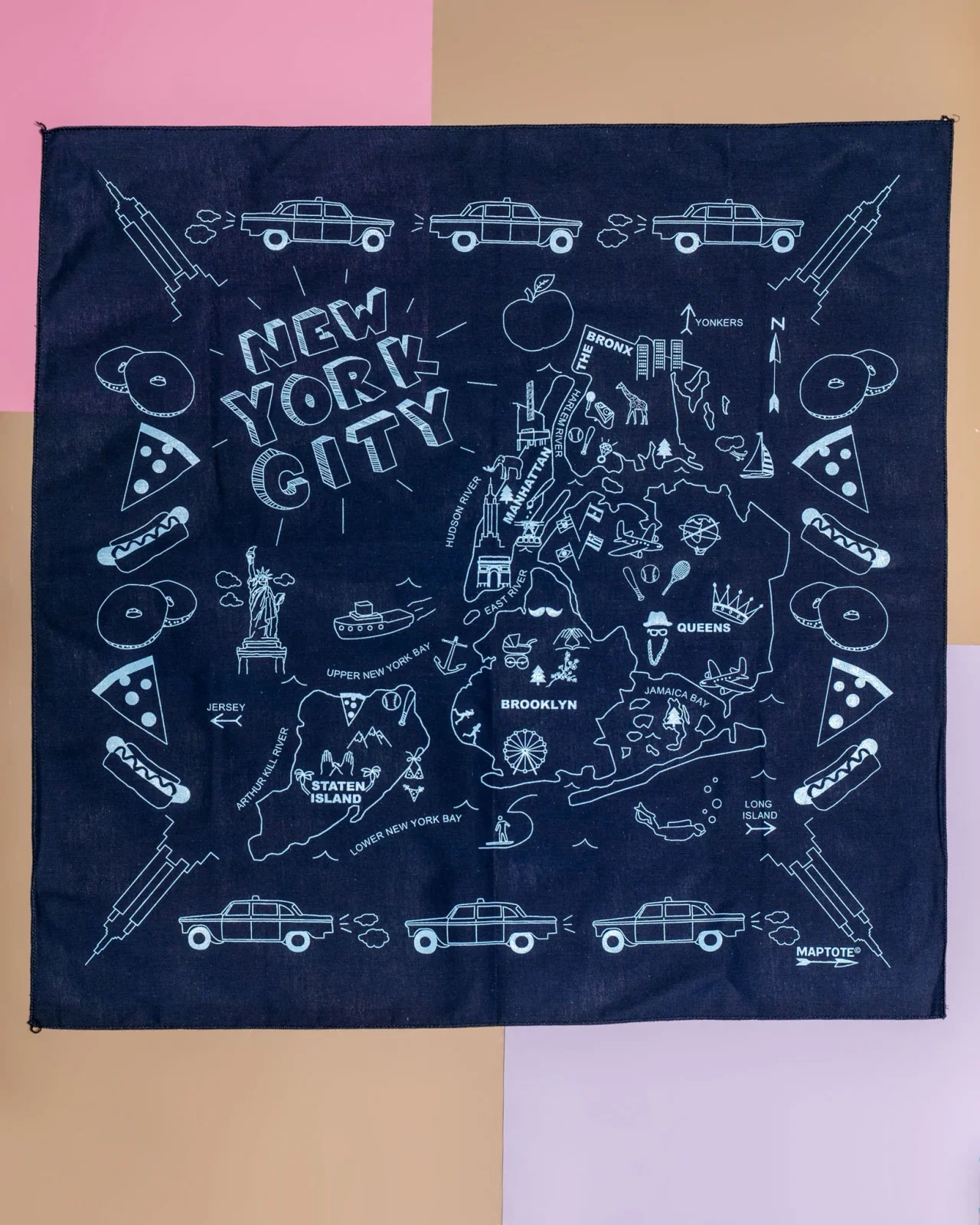 NYC Map Bandana in Navy (Made in the USA) <>