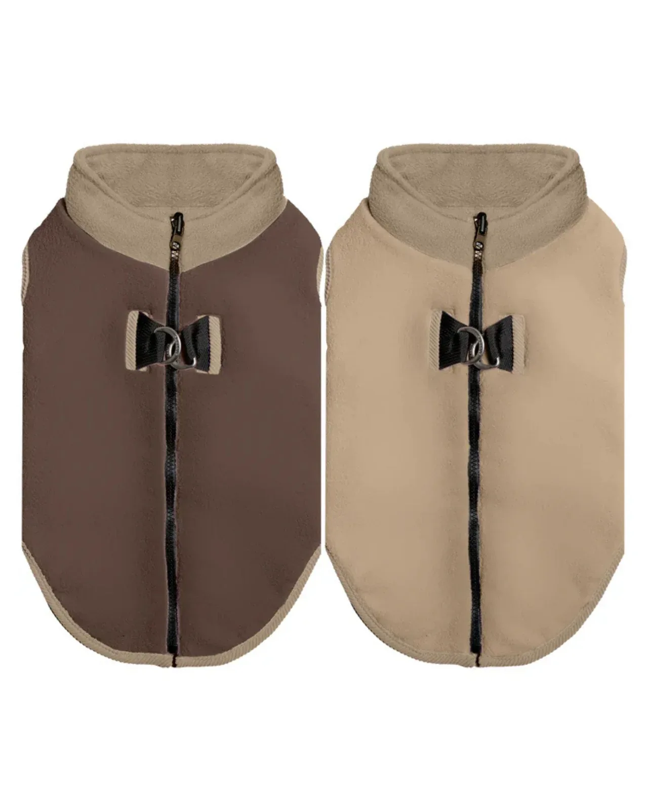 Zip Up Fleece Dog Harness Jacket in Toasted Almond - Image 2