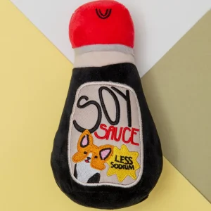 Bottle Of Soy Sauce Squeaky Plush Dog Toy