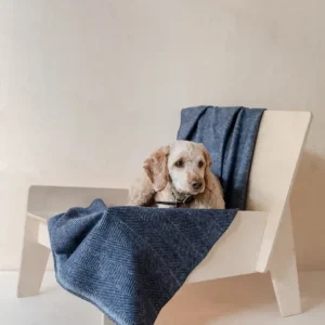 Recycled Wool Pet Blanket in Navy Herringbone (FINAL SALE)