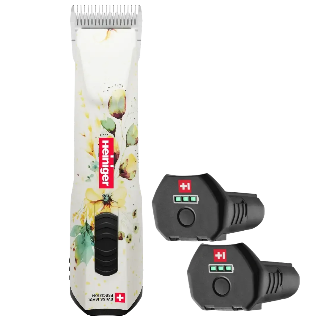 Opal White Floral Cordless Clipper with 2 Batteries by Heiniger