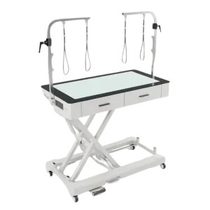 50" Dog Grooming LED Electric Table with Drawer and Caster White by Waggz