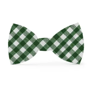 Mini Gingham Hunter Green Dog Bow Tie (Made in the USA)