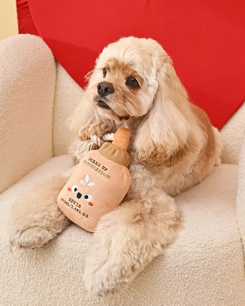 Makeup Foundation Squeaky Plush Dog Toy - Image 2