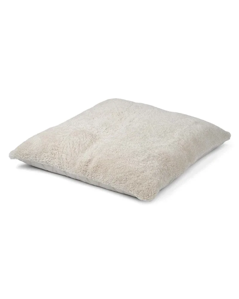 Double-Sided Shortwool Sheepskin Cushion Dog Bed in Pearl (35" x 35") - Image 2