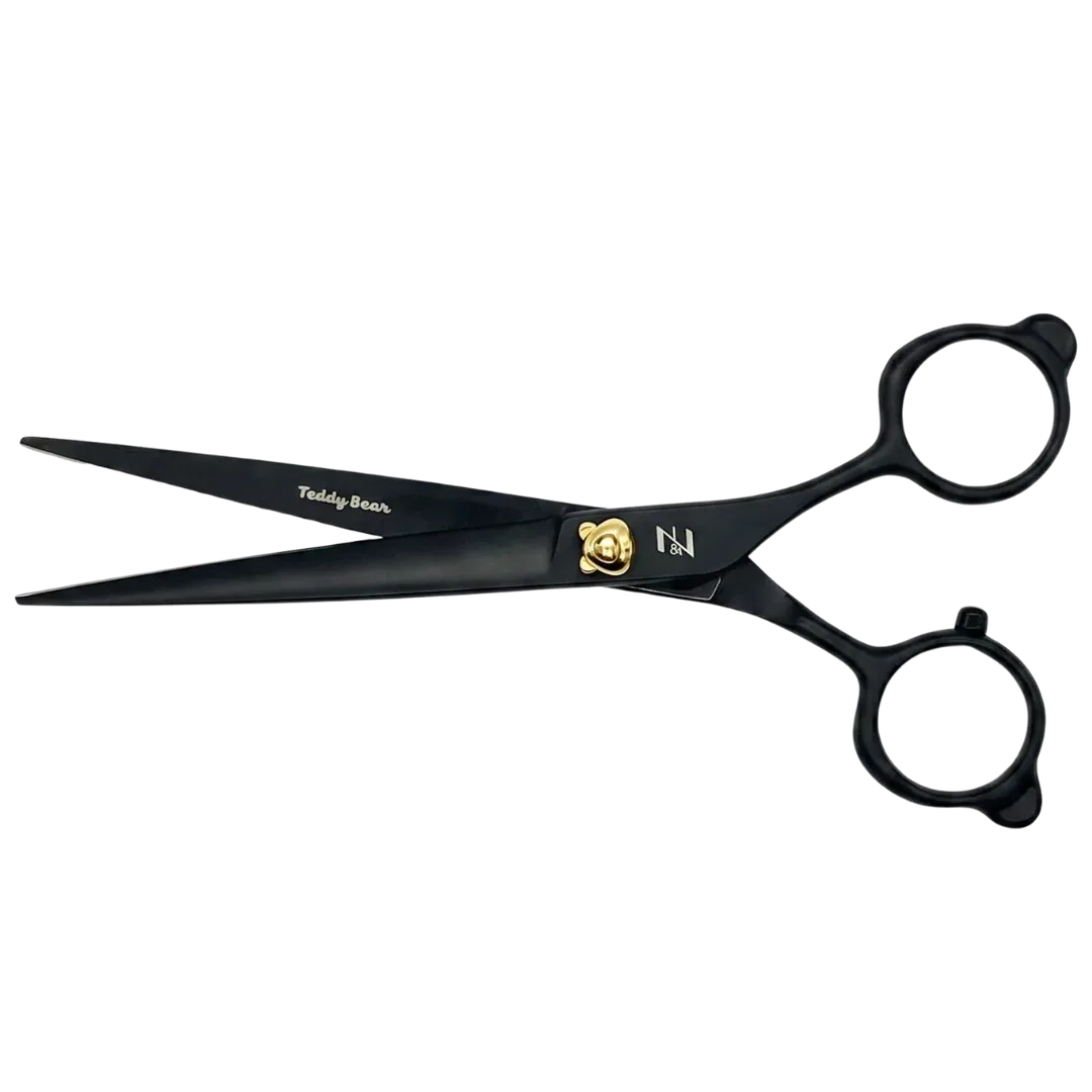 Teddy Bear 6.5" Straight Scissor Black by Zolitta