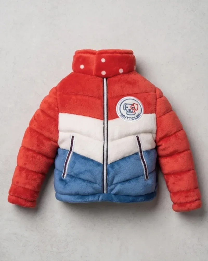 Muttcler Puffer Jacket Squeaky Plush Dog Toy