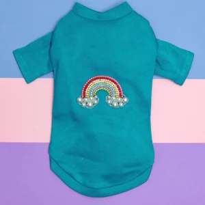 Rainbow Tiny Dog Tee in Aqua (CLEARANCE)