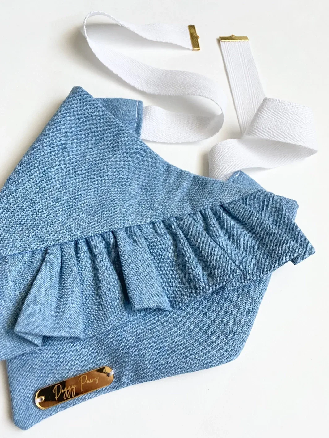 Chambray Ruffle Bandana for Dogs (Made in the USA) (FINAL SALE) - Image 2