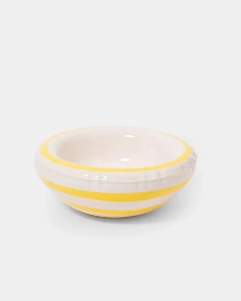 LISA Dog Bowl in Striped Lemon