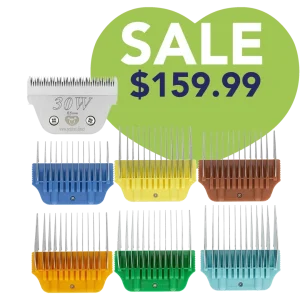 Wide Combs Colored Set of 6 (3/8″ through 1″) with 30W Blade by PetStore.Direct
