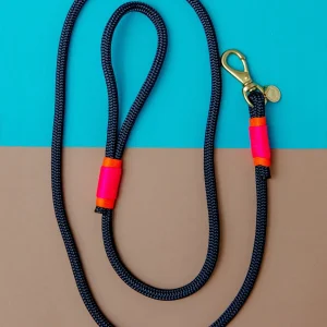 Navy Rope with Neon Pink and Orange Dog Leash (Made in the USA)