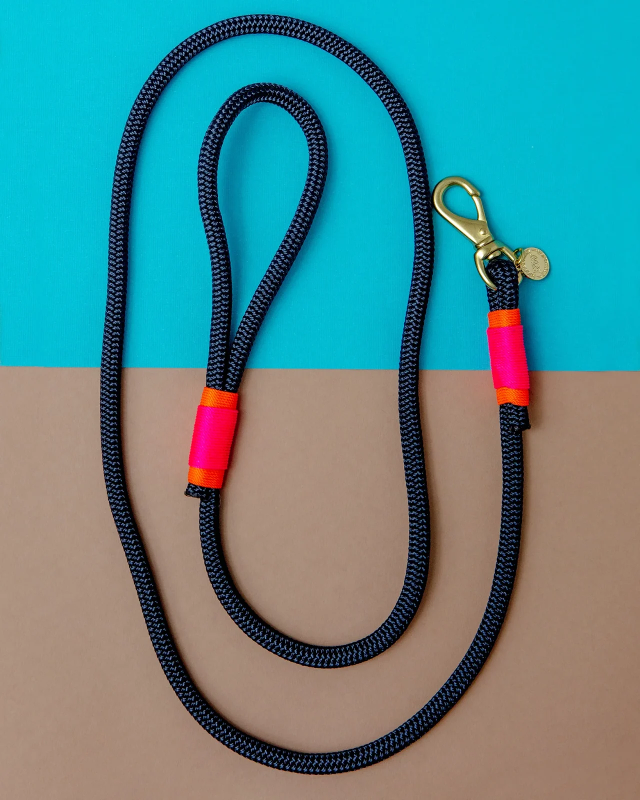 Navy Rope with Neon Pink and Orange Dog Leash (Made in the USA)