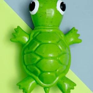 Rubber Squeaky Turtle Treat Dog Toy in Green