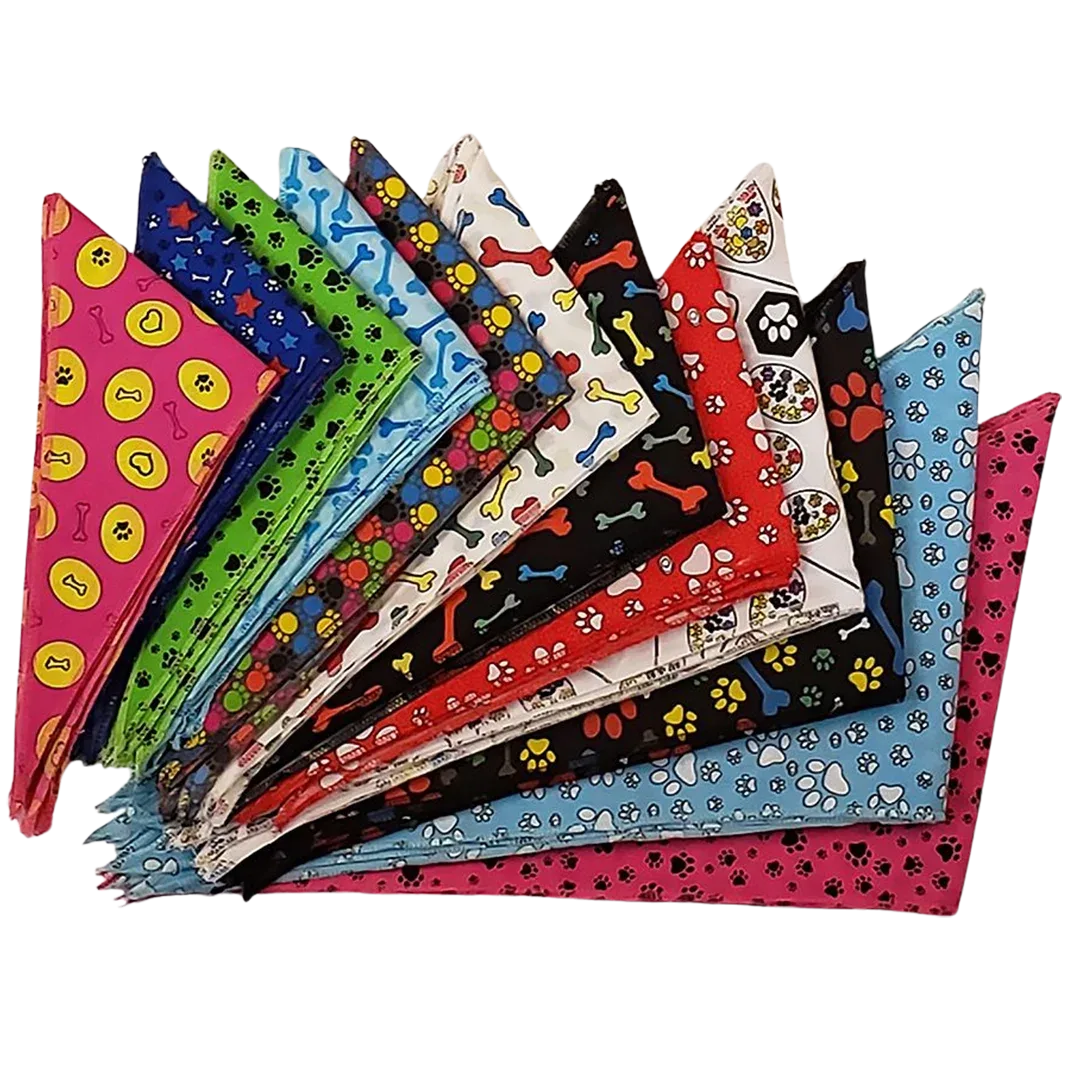 Paws & Bones Bandanas - 60 Assorted Sizes and Patterns by Bandanas Unlimited - Image 2