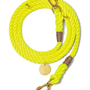Adjustable Rope Dog Lead in Neon Yellow (Made in the USA)
