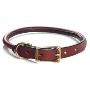 Rolled English Bridle Leather Dog Collar in Chestnut (Made in the USA) (FINAL SALE)