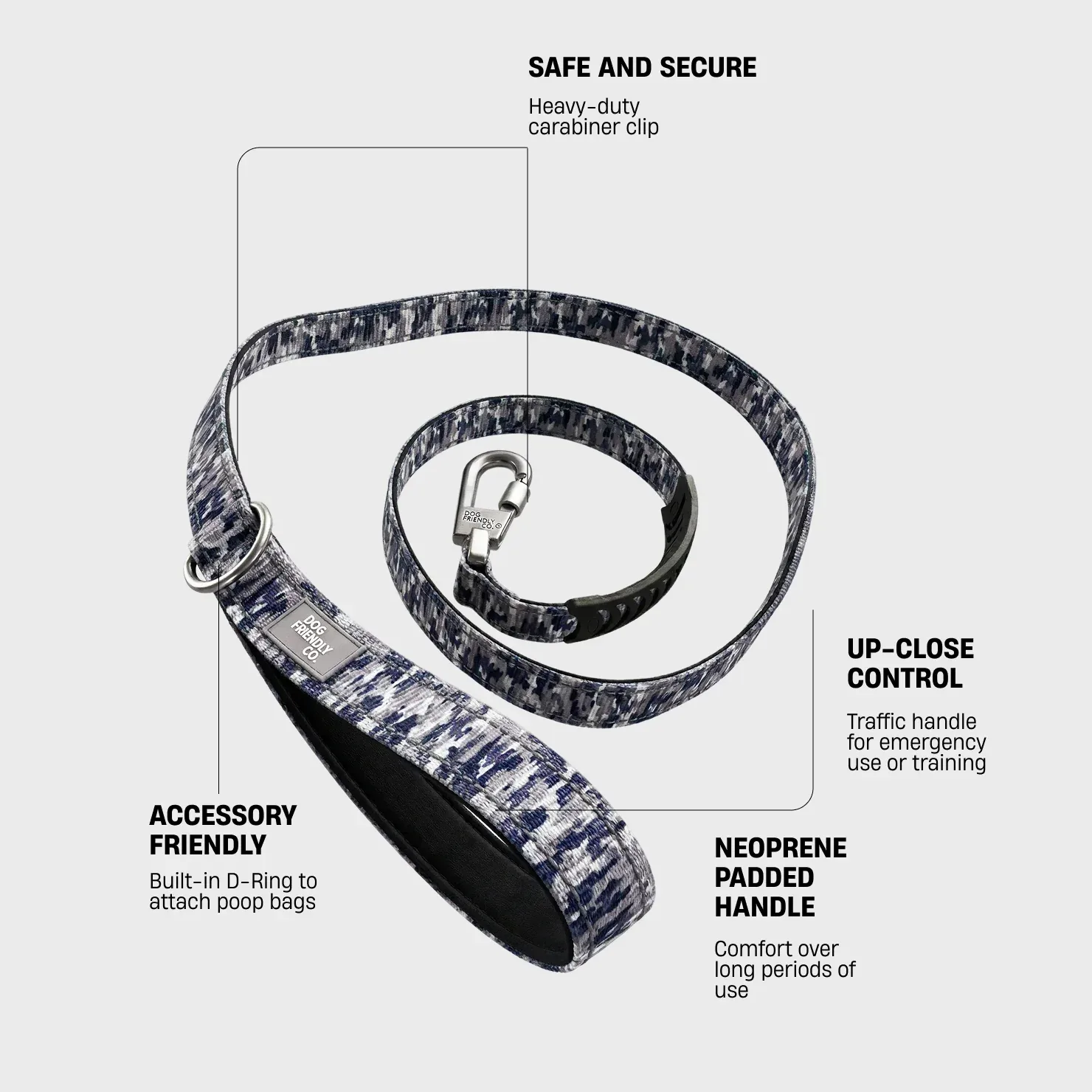 Classic Dog Leash - Grey Camo - Image 2