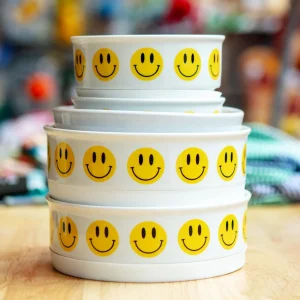 Let's Get Happy Smiley Face Pet Bowls