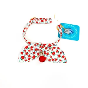 Christmas Floral Cat Collar and Bowtie Set (Made in the USA)