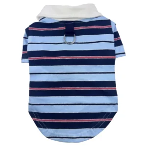 Blue Striped Polo Shirt for Dogs
