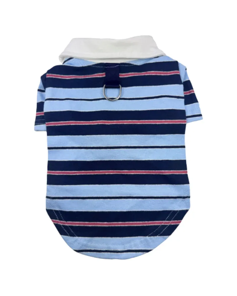 Blue Striped Polo Shirt for Dogs
