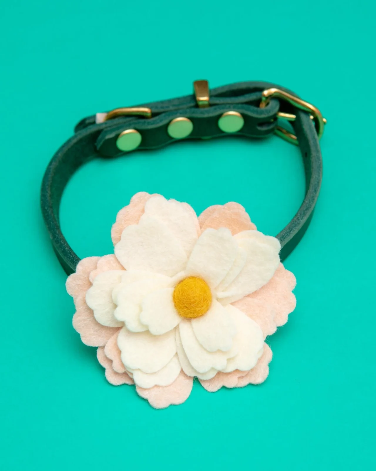 Water Lily Dog Collar Flower In Cream (Made in the USA) (FINAL SALE) - Image 2
