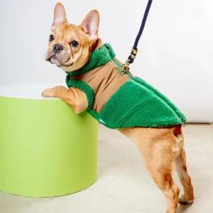 Zip-Up Sherpa Harness Vest in Forest Green