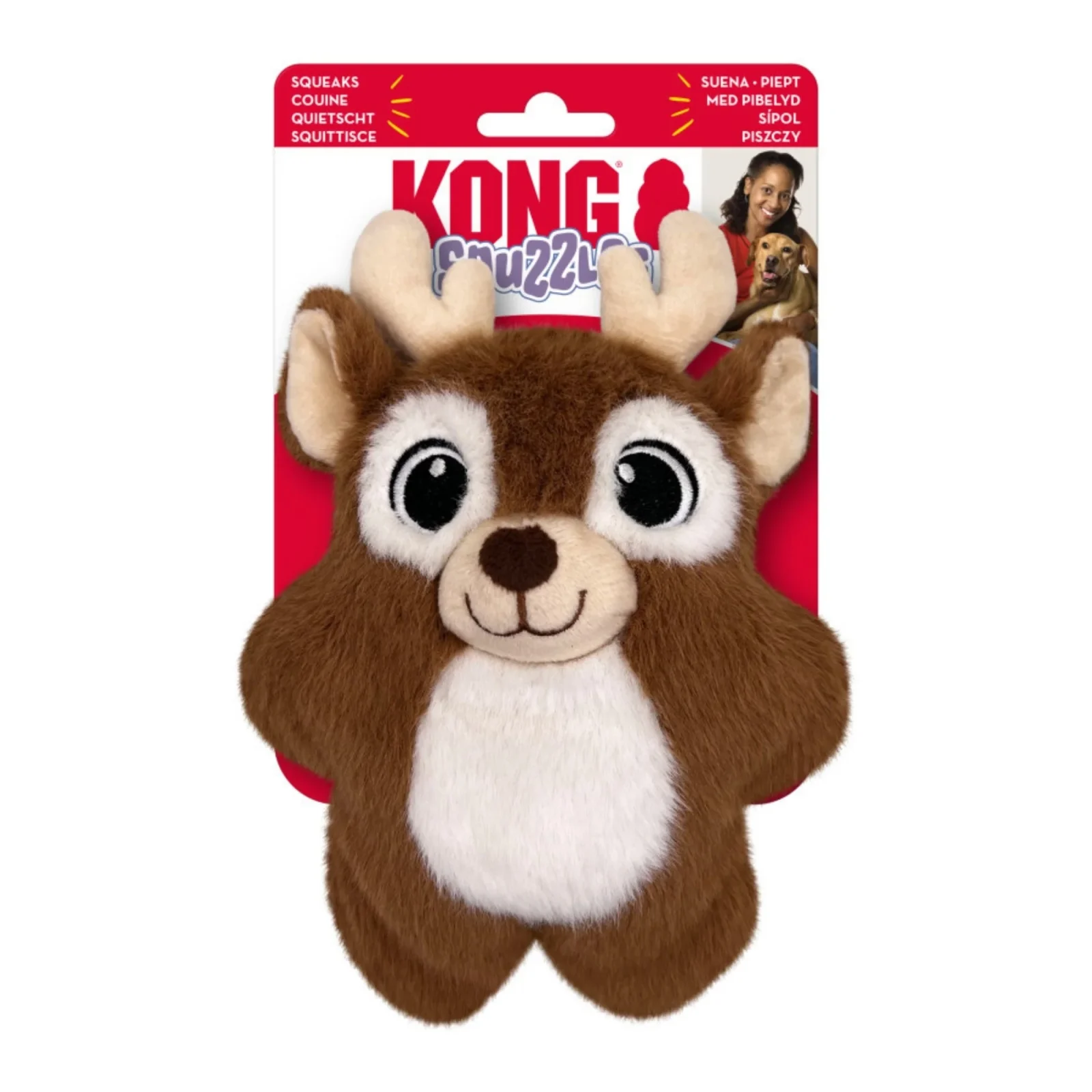 KONG Holiday Snuzzles Reindeer Dog Toy Small