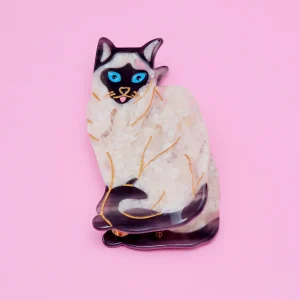 Hand Painted Siamese Cat Hair Clip