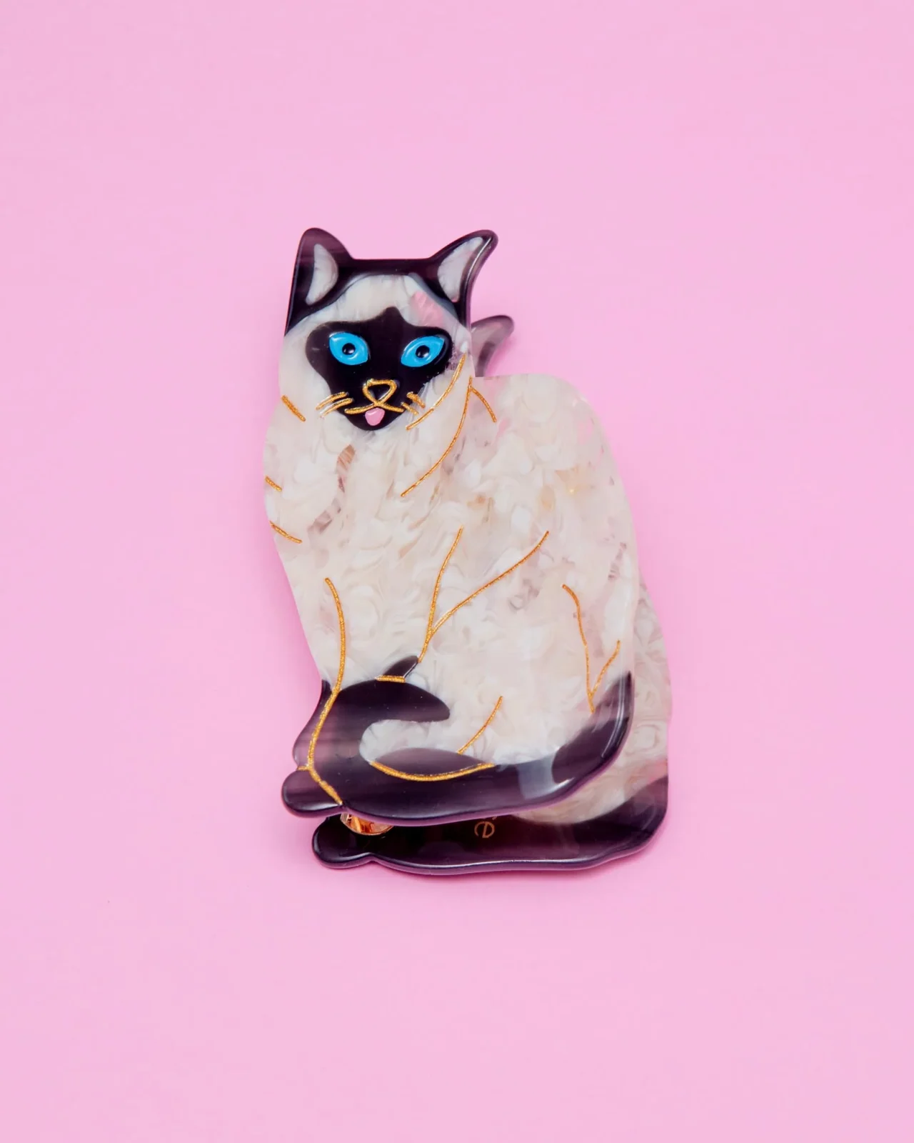 Hand Painted Siamese Cat Hair Clip