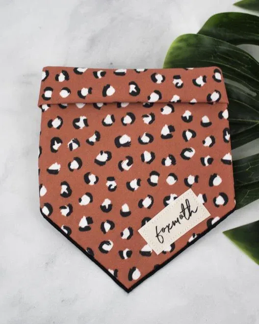 Orange Leopard Print Dog Bandana <> - Image 2