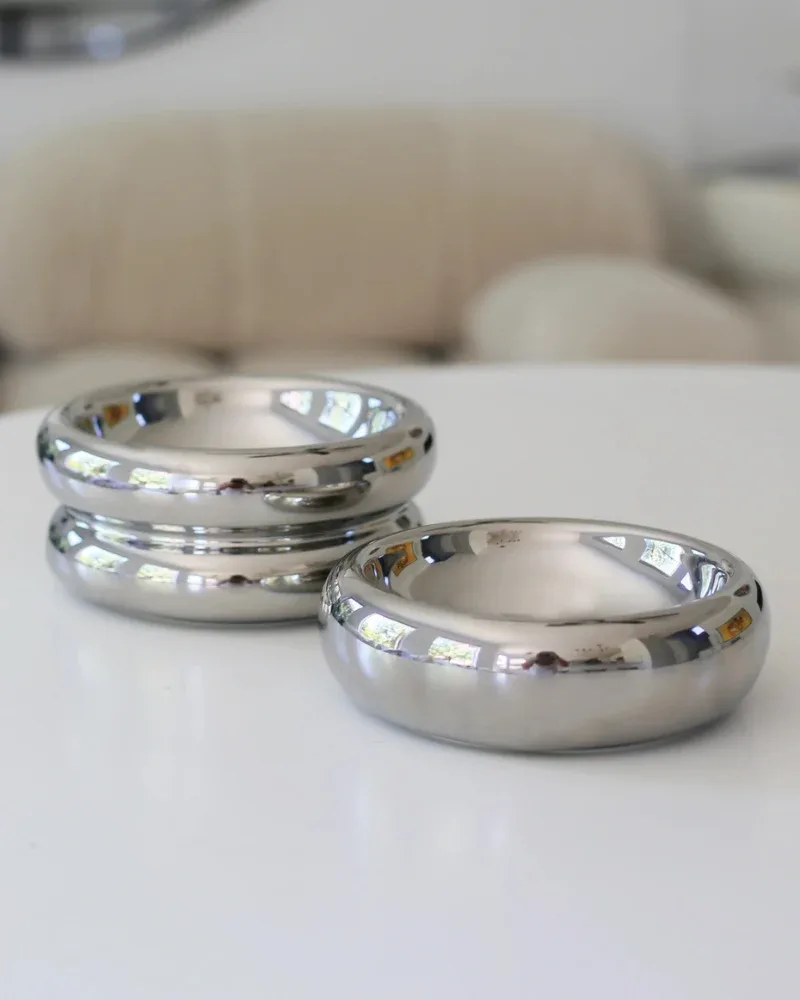 Halo Ceramic Pet Bowl in Chrome