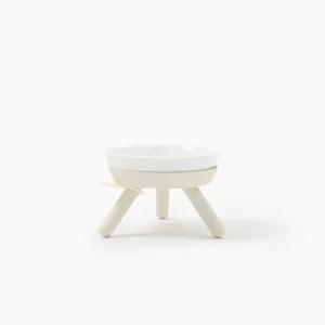 Elevated Oreo Ceramic Dog Bowl + Stand in White (Short)