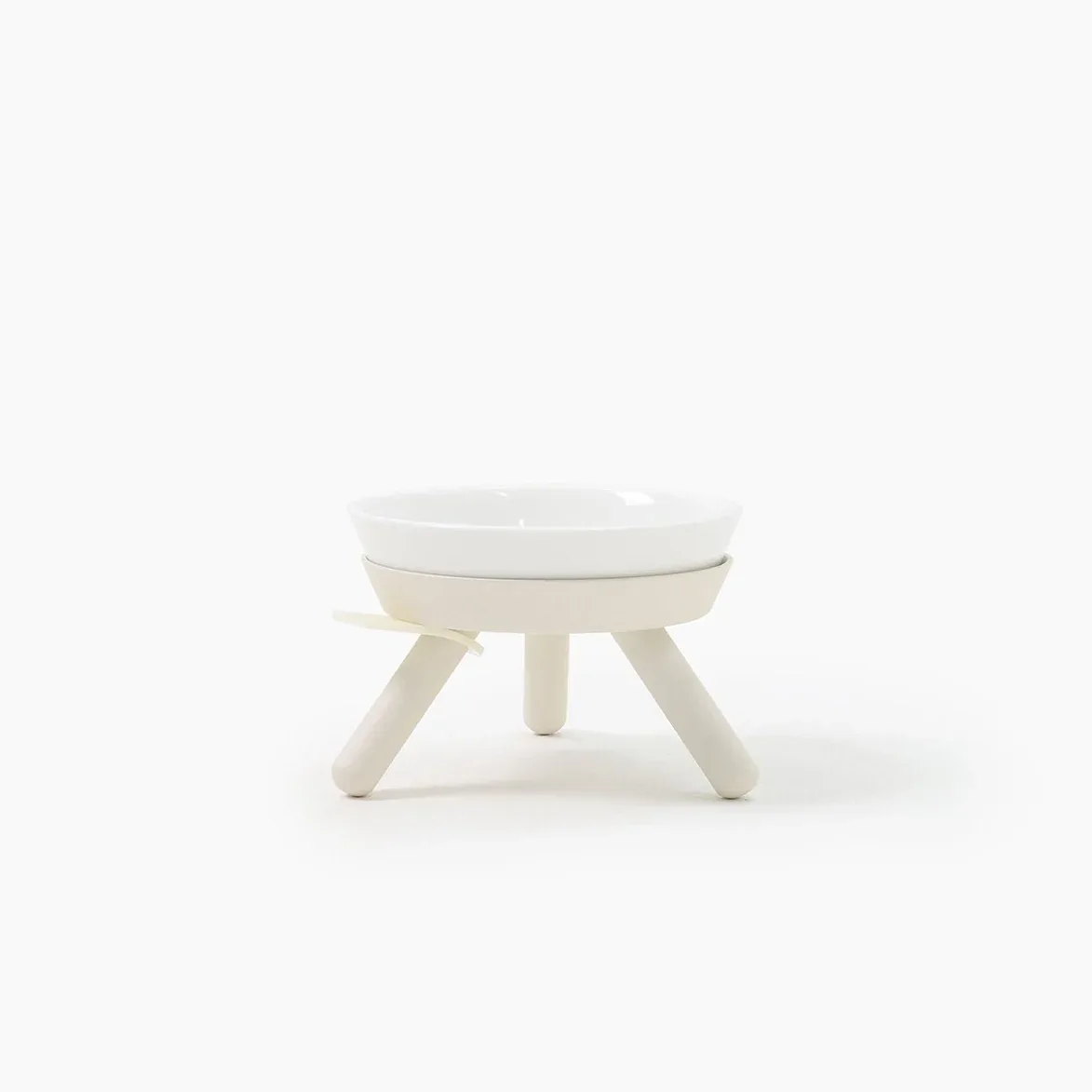 Elevated Oreo Ceramic Dog Bowl + Stand in White (Short)