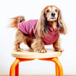 Dachshund Fleece Jumper in Dusty Rose (Made in the UK)