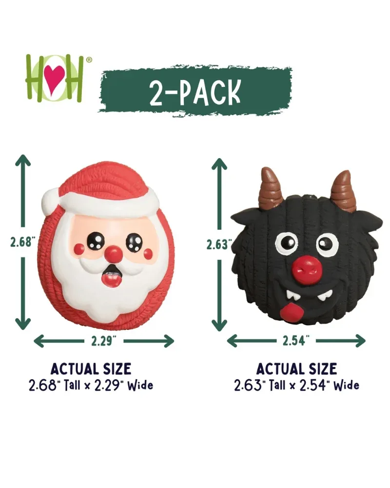 Naughty or Nice : Santa + Grumpus Ruff-Tex® Squeaky Dog Toy (2-Piece Set) - Image 2