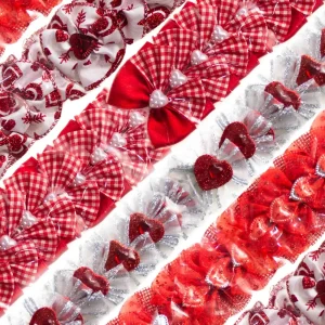 50 Red and White Valentine Bows – Surprise Design and Size by Cecilia bows