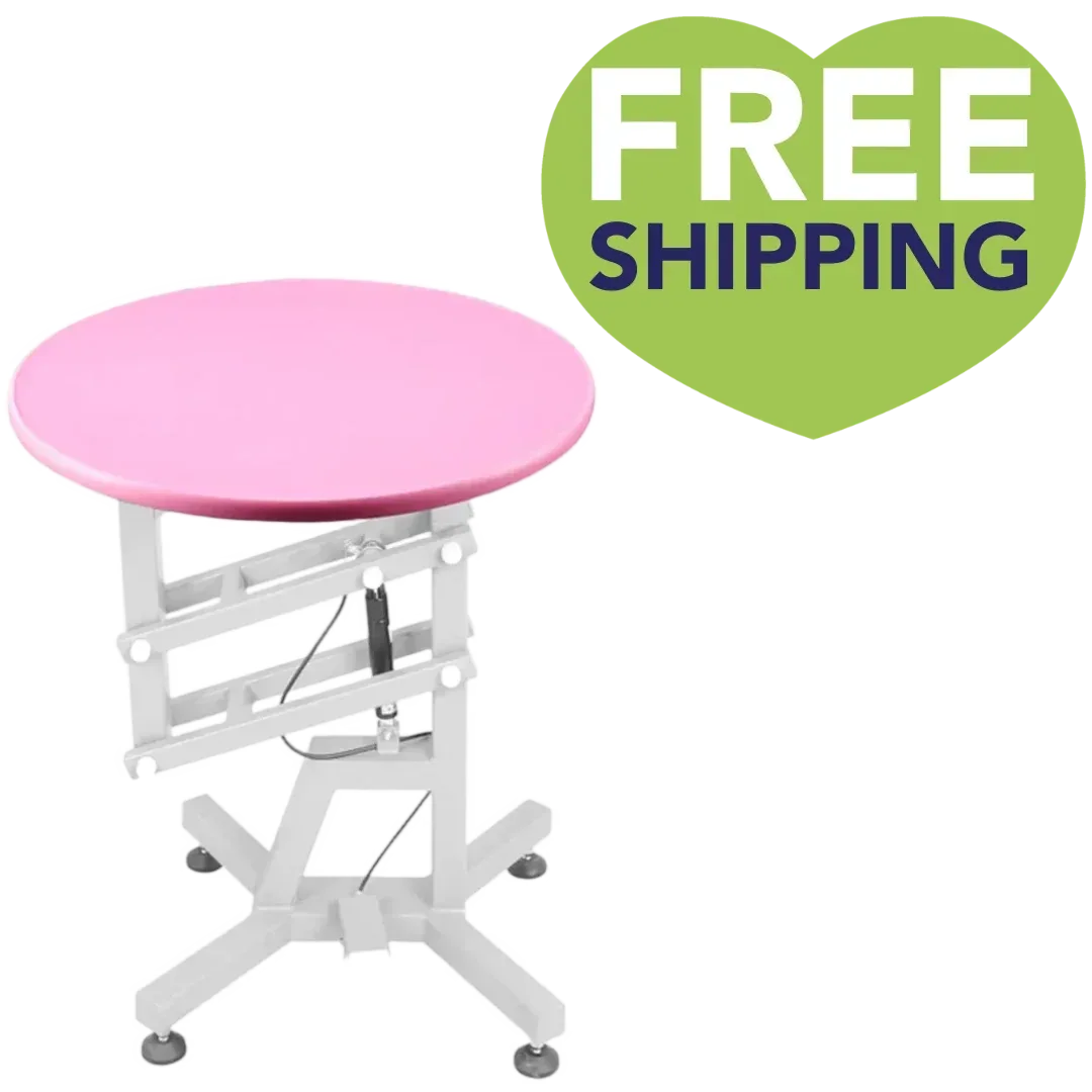 Round Air Lift Table - Pink Top by PetStore.Direct