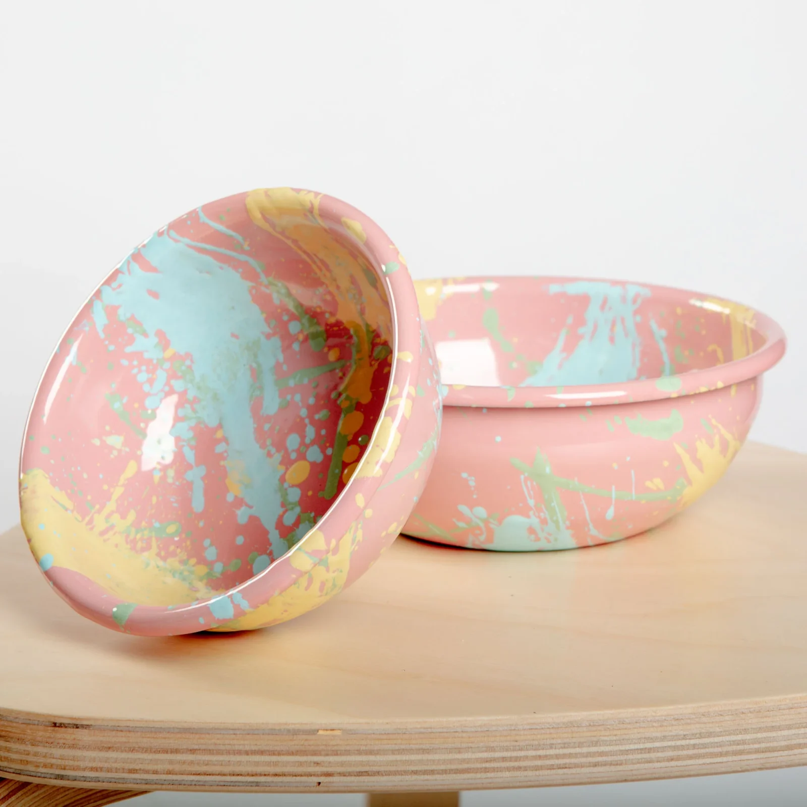 Enamel Dog Bowl in Pink Splatter (FINAL SALE) - Image 2