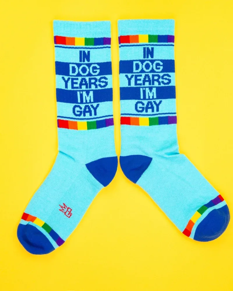 In Dog Years I'm Gay Gym Crew Socks (for Humans) - Image 2