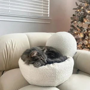 Bouclé Modular Moon Cat Cave Bed