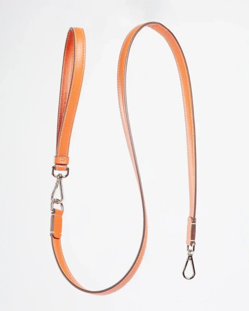 Leather Dog Leash in Orange (Made in Italy)