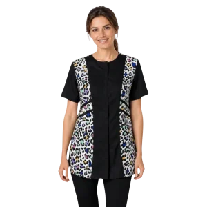 Multi Color Leopard Color Block Waterproof Smock by Ladybird Line