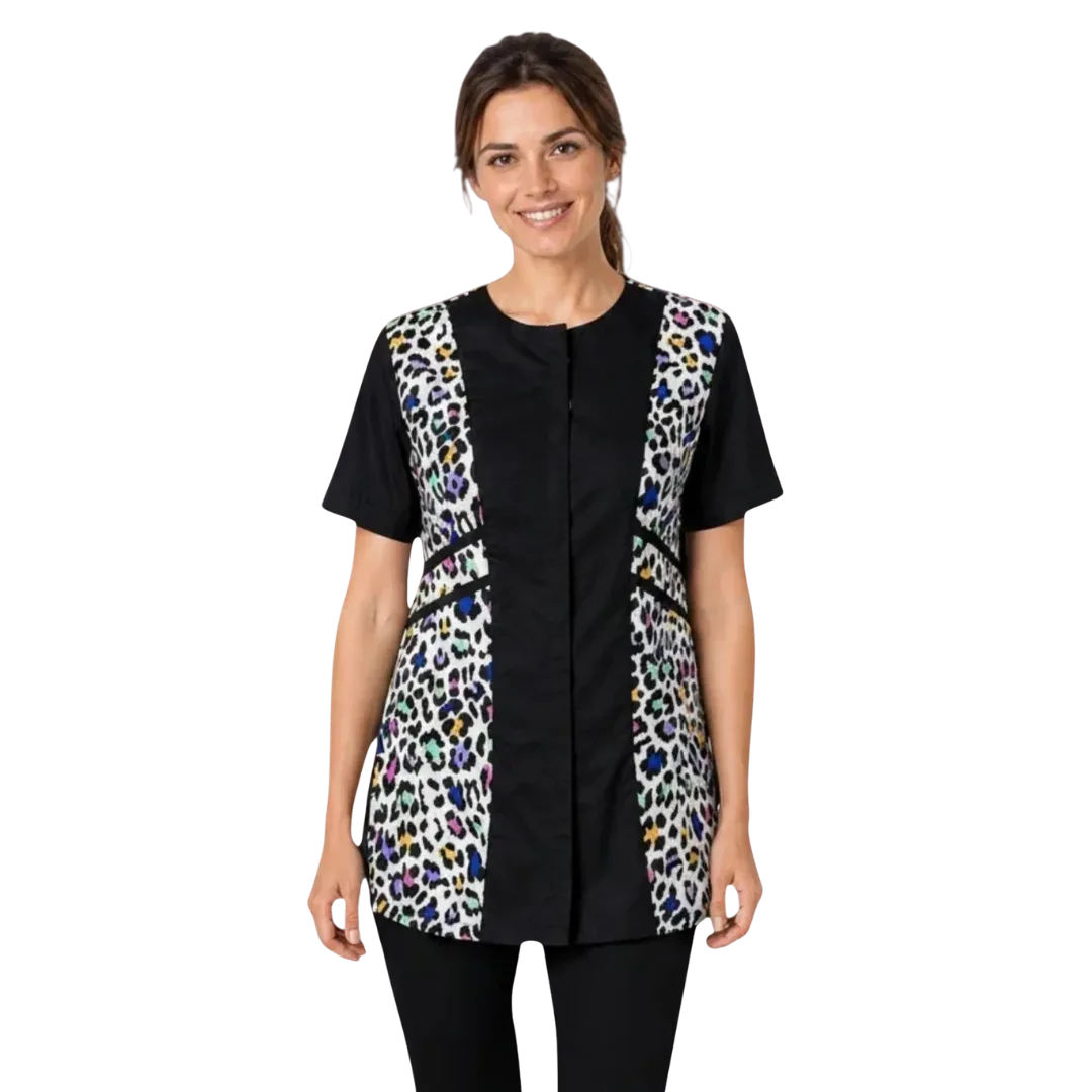 Multi Color Leopard Color Block Waterproof Smock by Ladybird Line